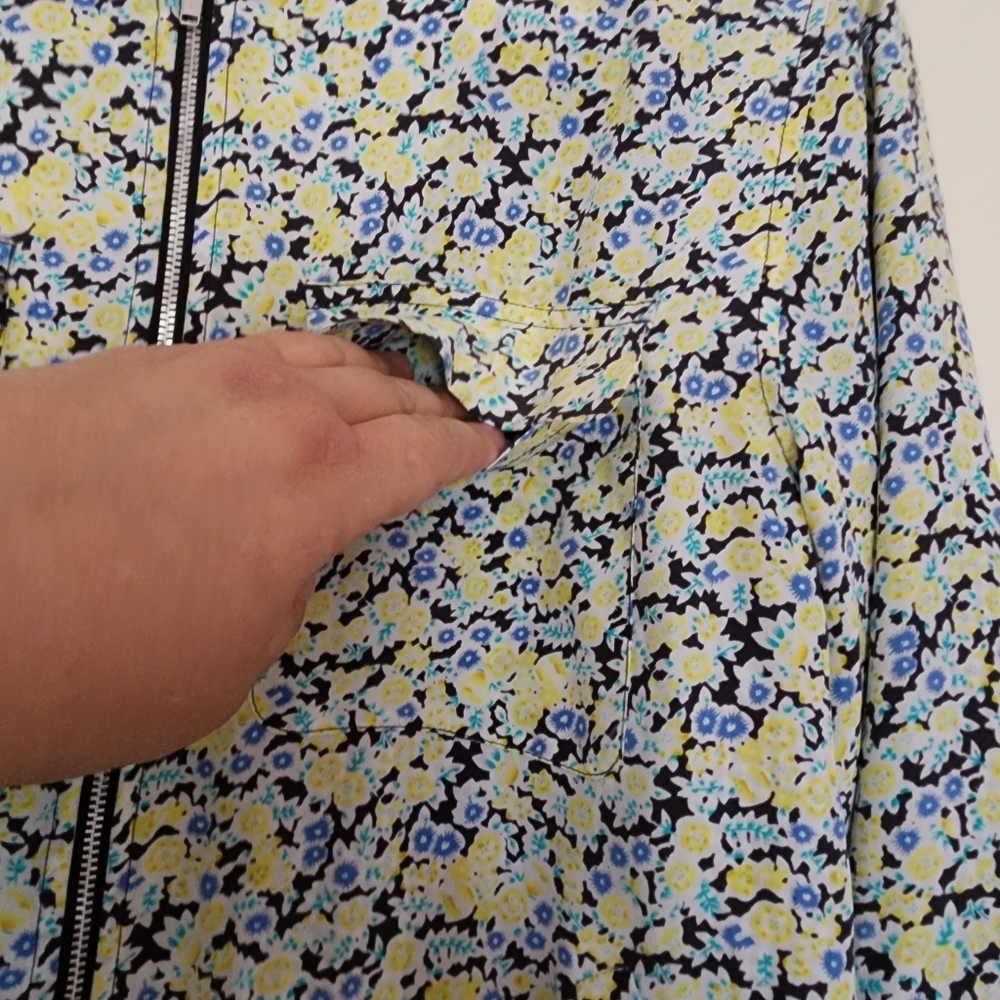 Equipment Abbott Bomber Jacket Coat Zip Up Pure Silk Floral Flowers Size XS - Picture 10 of 16
